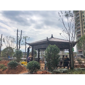 長(zhǎng)沙湖南防腐木涼亭案例——防腐木涼亭施工現(xiàn)場(chǎng)圖